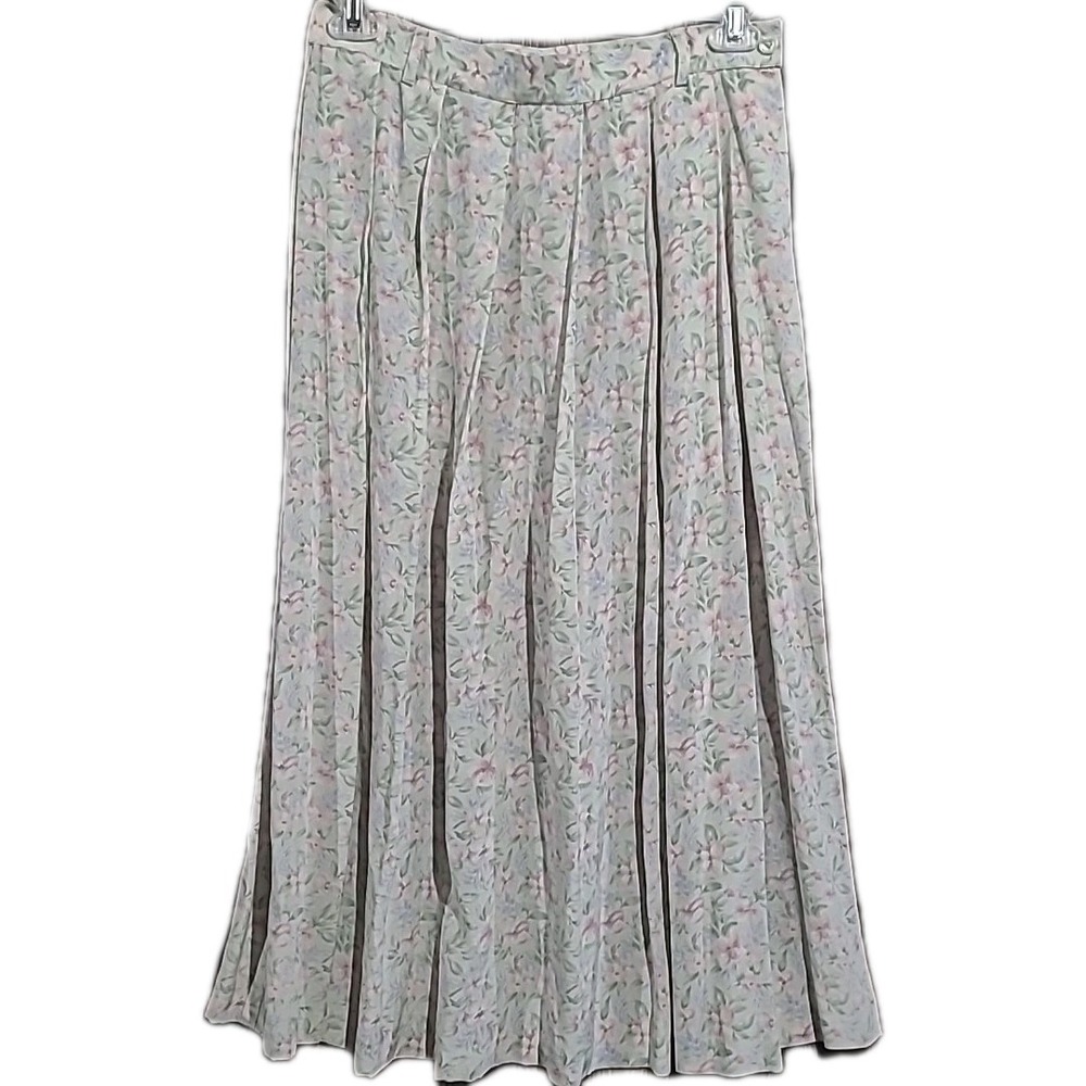Vintage Liz Claiborne Dainty Floral 100% Silk Flare Skirt Sz 14 Feminine Cottage